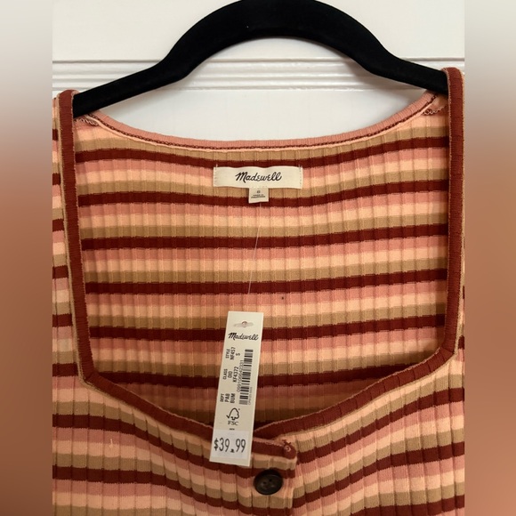 Madewell Rust & Pink Striped Ribbed Button Tank - Picture 4 of 4